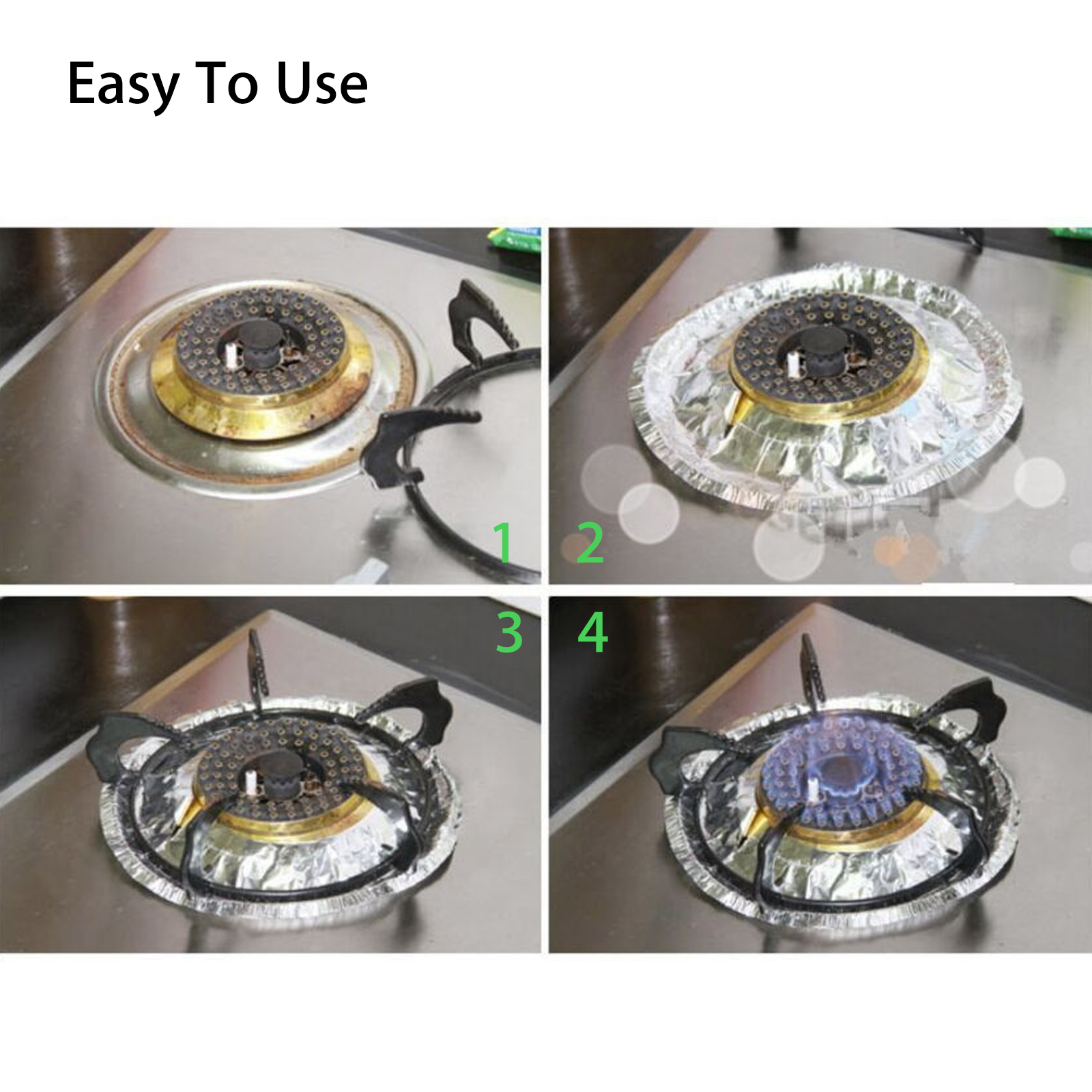 40pcs Aluminum Foil Square Gas Top Burner Disposable Bib Liners Stove